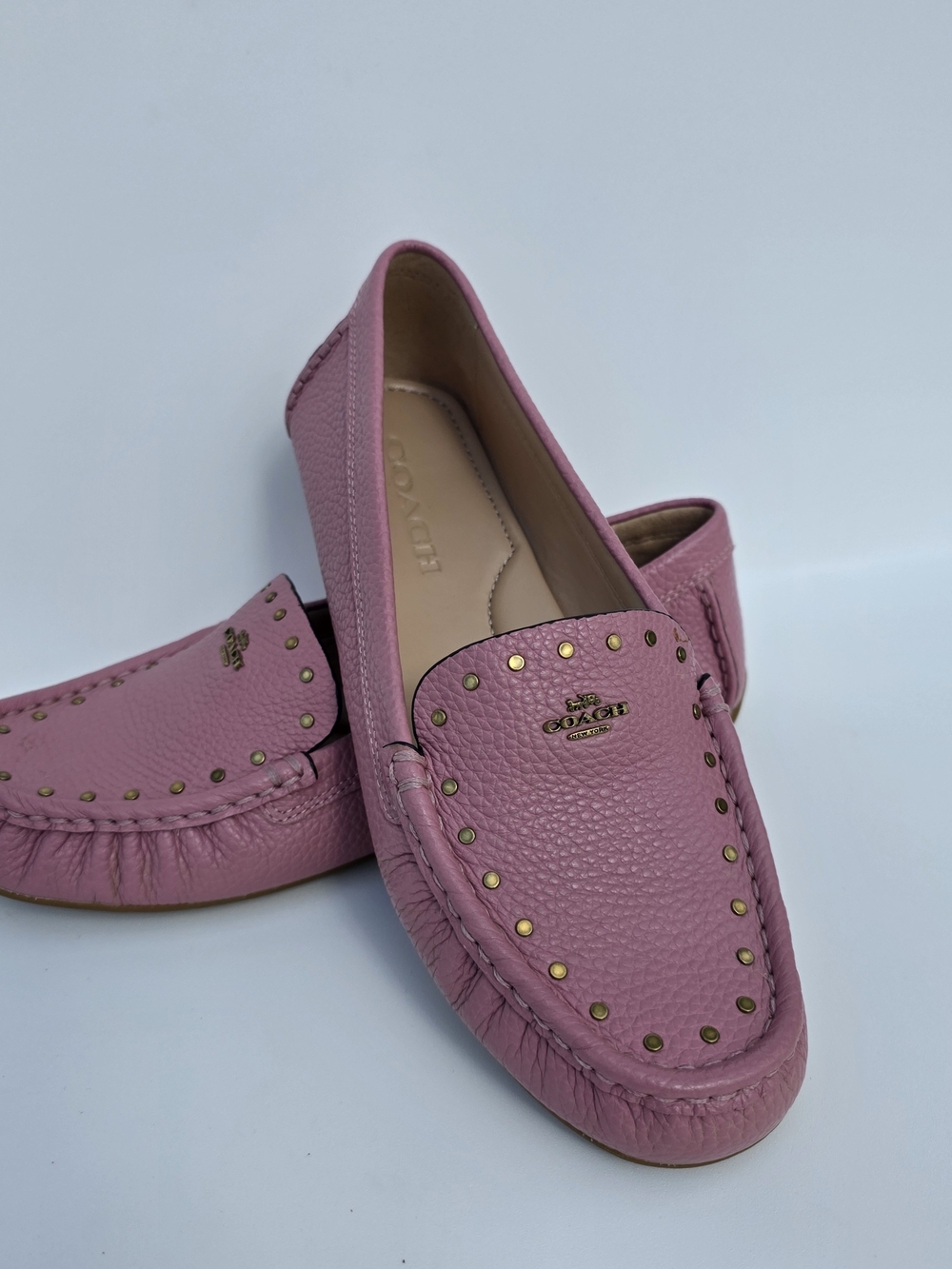 COACH Marley Authentic Women's Leather Driver Flat Loafers Pink Size 8